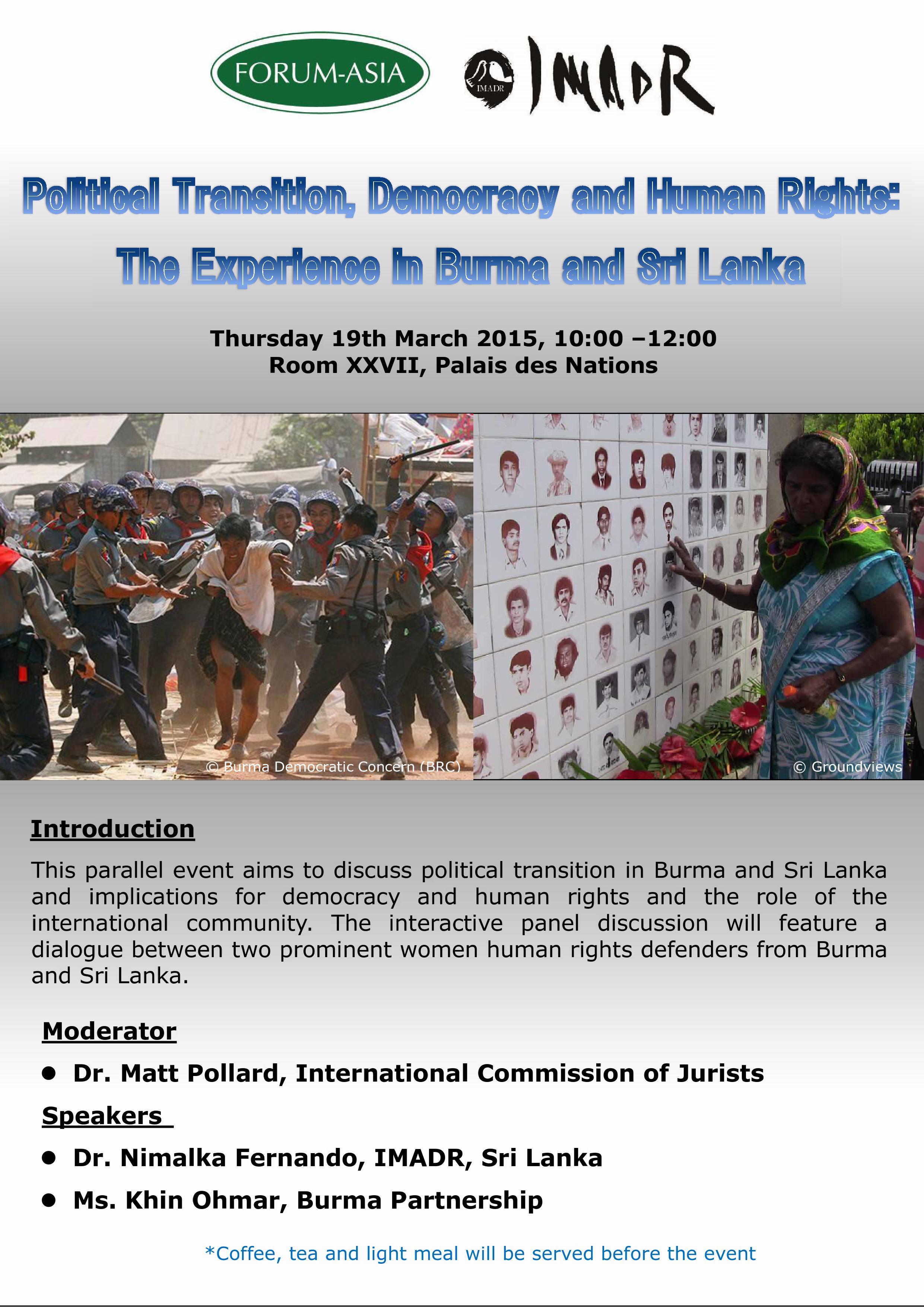 Invitation - HRC 28 side event_The Experience in Burma and Sri Lanka (10am, Thu 19 March 2015 @ Room XXVII)_IMADR-FA